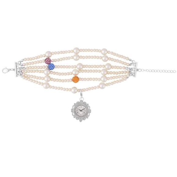 Strada Japanese Movement Glass, Multi Austrian Crystal Beaded Bracelet Watch - Picture 3 of 9